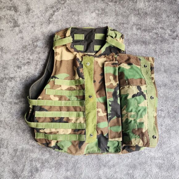 Camouflage Tactical Vest Carrier w/ Inserts Size Large Woodland BDU Display Only - Picture 4 of 15